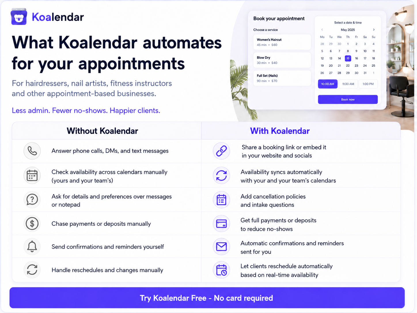 Koalendar for appointment bookings